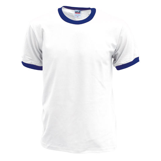 tee shirt imprimé Blanc Bleu marine