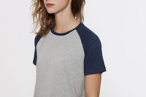 Baseball Short Sleeve | T Shirt publicitaire pour homme Gris chiné Bleu marine 5
