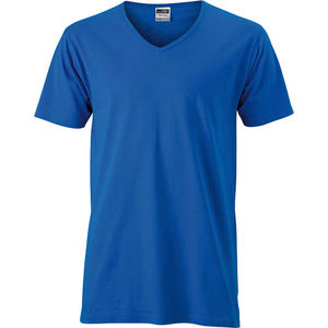 t shirts publicitaires col v Bleu cobalt