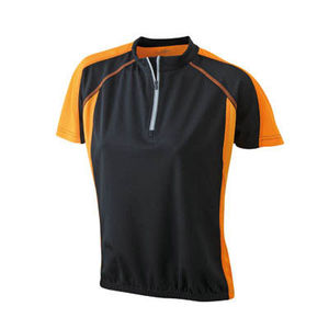 tee shirt cycliste femme Noir Orange