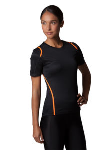Lipoo | Tee Shirt personnalisé pour femme Noir Orange Fluo 1