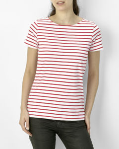 Tee-shirt publicitaire : Miles Women Blanc Rouge 3