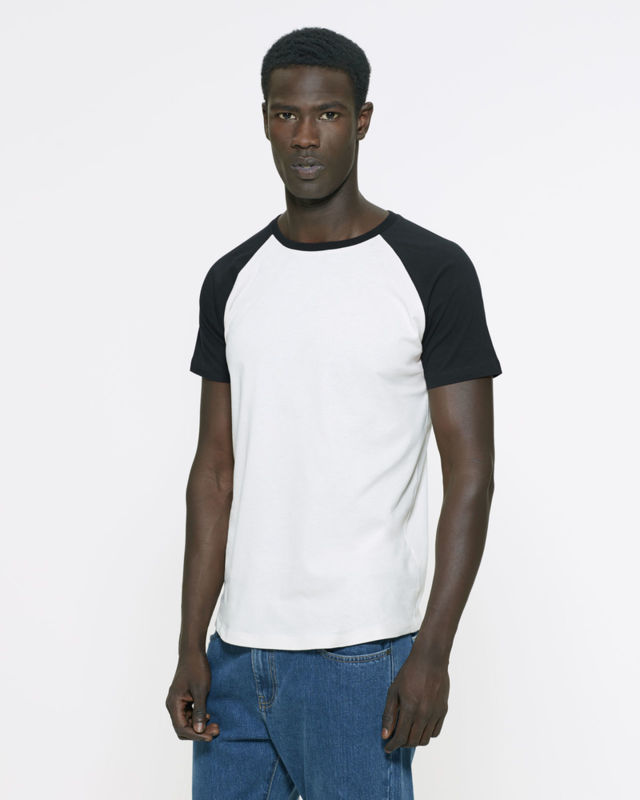 Baseball Short Sleeve | T Shirt publicitaire pour homme Blanc Noir 2