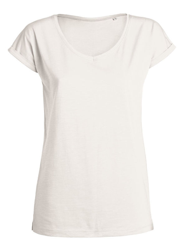 Invents Slub | T Shirt publicitaire pour femme Blanc cassé 10