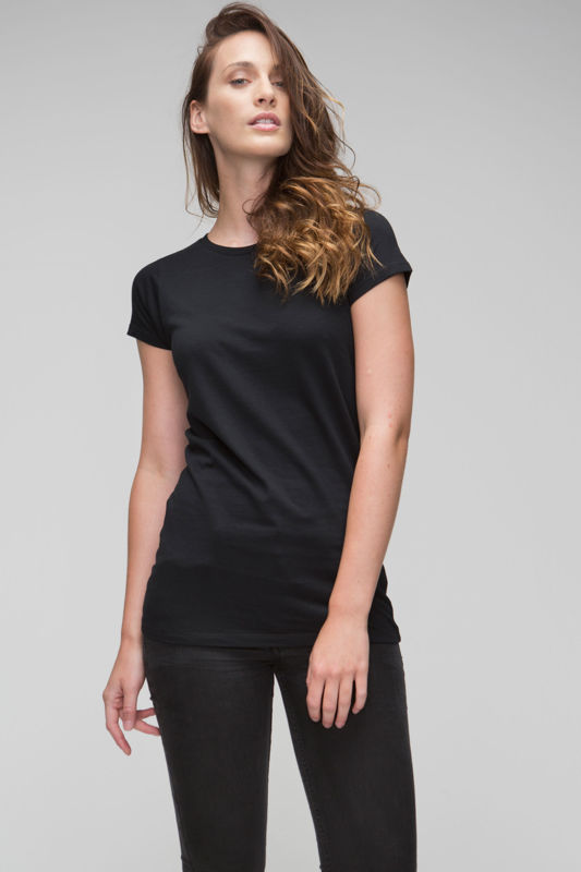Langes Damen | T Shirt publicitaire pour femme Noir 1