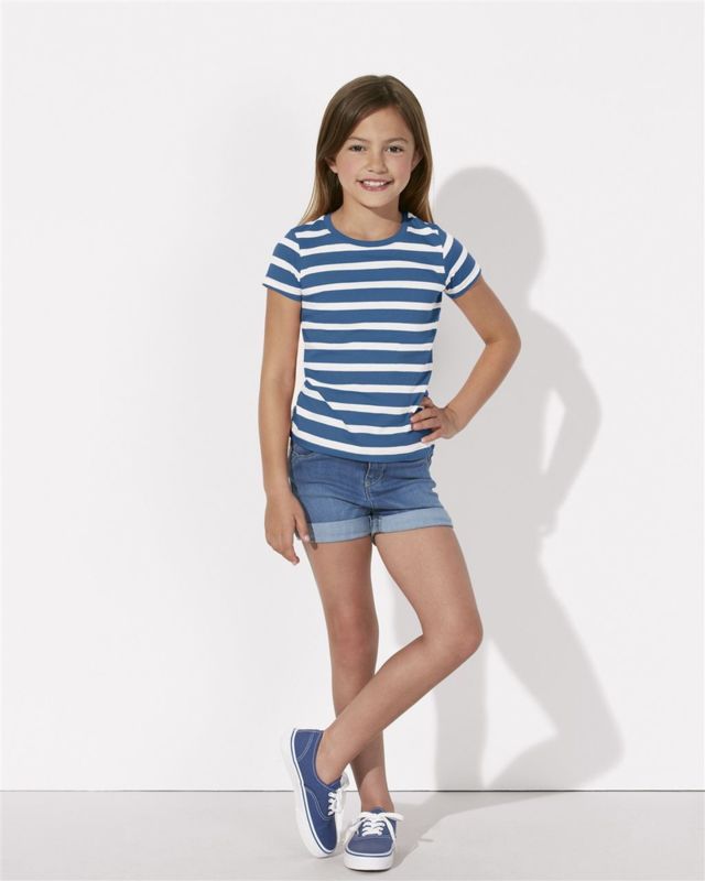 Lines | T Shirt publicitaire pour enfant Blanc Bleu royal