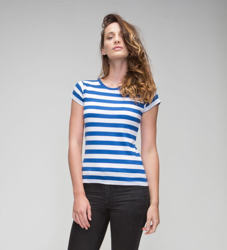 Piyi | T Shirt publicitaire pour femme Bleu Classique Blanc 1