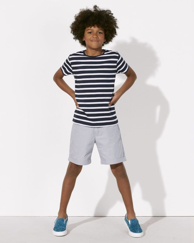 Stripes | T Shirt publicitaire pour enfant Blanc Bleu marine