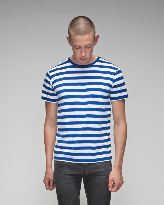 Men'S Stripy T | T Shirt personnalisé pour homme Bleu Classique Blanc 1