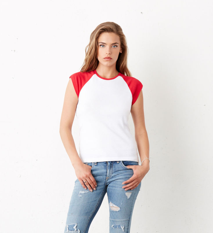 Daca | Tee Shirt publicitaire pour femme Blanc Rouge 1