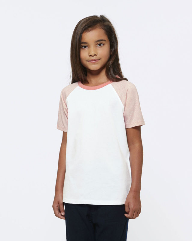 Jump Short Sleeve | Tee Shirt publicitaire pour enfant Blanc Rose/Crème chiné