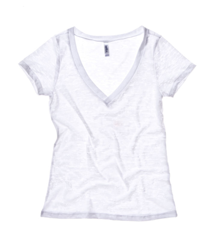 Burnout V-Neck | Tee Shirt personnalisé pour femme Blanc 2