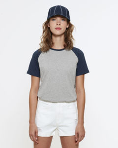 Baseball Short Sleeve | T Shirt publicitaire pour homme Gris chiné Bleu marine