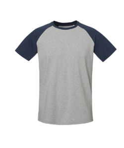 Baseball Short Sleeve | T Shirt publicitaire pour homme Gris chiné Bleu marine 10