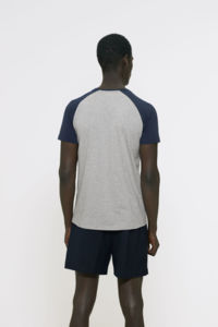 Baseball Short Sleeve | T Shirt publicitaire pour homme Gris chiné Bleu marine 4