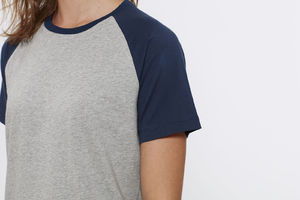 Baseball Short Sleeve | T Shirt publicitaire pour homme Gris chiné Bleu marine 6