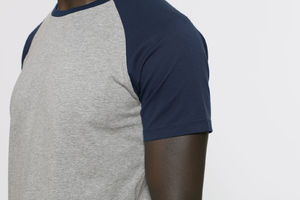 Baseball Short Sleeve | T Shirt publicitaire pour homme Gris chiné Bleu marine 8