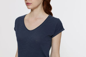 Invents Slub | T Shirt publicitaire pour femme Bleu marine 5