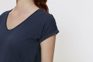 Invents Slub | T Shirt publicitaire pour femme Bleu marine 6