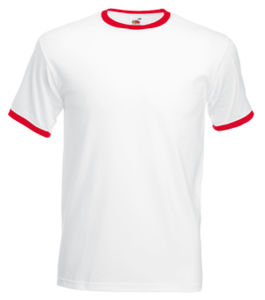 Ringer T | T Shirt publicitaire pour homme Blanc Rouge 1