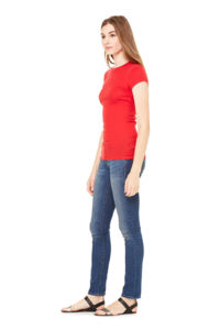 Sheer Mini Rib | T Shirt publicitaire pour femme Rouge 2