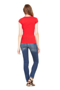 Sheer Mini Rib | T Shirt publicitaire pour femme Rouge 3