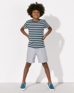 Stripes | T Shirt publicitaire pour enfant Blanc Cyan foncé