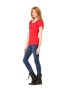 V-Neck | T Shirt publicitaire pour femme Rouge 2