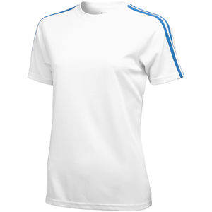 Femme Baseline | T Shirt personnalisé pour femme Blanc Bleu ciel