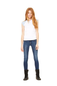 Daca | Tee Shirt publicitaire pour femme Blanc Bleu 1