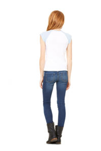 Daca | Tee Shirt publicitaire pour femme Blanc Bleu 3