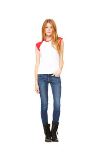 Daca | Tee Shirt publicitaire pour femme Blanc Rouge 2