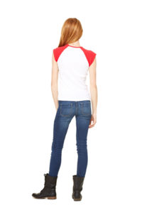 Daca | Tee Shirt publicitaire pour femme Blanc Rouge 4