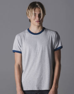 Gasaro | Tee Shirt publicitaire pour homme Gris mélangé chiné Marine 1