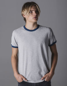 Gasaro | Tee Shirt publicitaire pour homme Gris mélangé chiné Marine 2