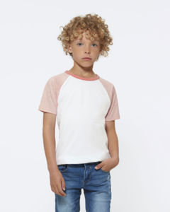 Jump Short Sleeve | Tee Shirt publicitaire pour enfant Blanc Rose/Crème chiné 2