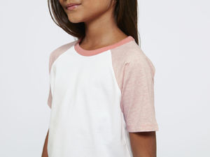 Jump Short Sleeve | Tee Shirt publicitaire pour enfant Blanc Rose/Crème chiné 6