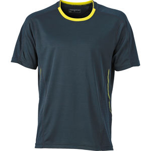 Luje | Tee Shirt publicitaire pour homme Gris Fer Jaune Citron