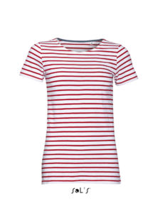 Miles Women | Tee Shirt publicitaire pour femme Blanc Rouge