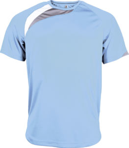 Zonne | Tee Shirt publicitaire pour homme Bleu ciel Blanc Gris